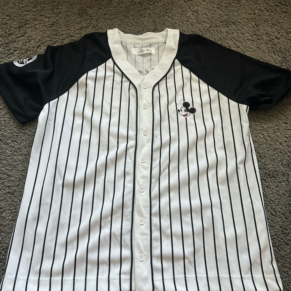 Disney Black and White Pinstripe Jersey Shirt